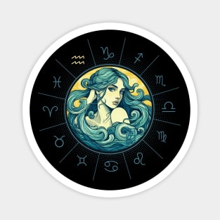 ZODIAC Aquarius - Astrological AQUARIUS - AQUARIUS - ZODIAC sign - Van Gogh style - 12 Magnet